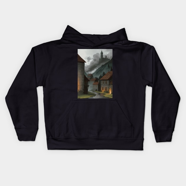 Barovia Imagery - Village in Barovia Kids Hoodie by CursedContent